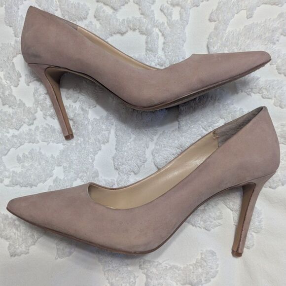 🥿 Vince Camuto Pointed Toe Suede Heels Almond Beige – Size 7.5 M - Picture 2 of 10